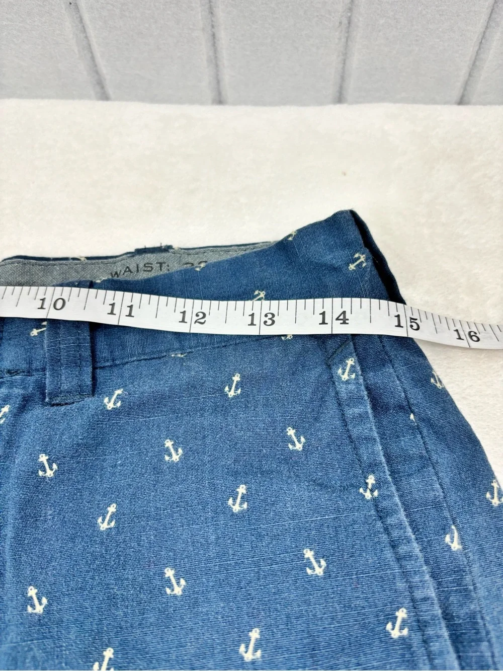 J. Crew Cotton Navy Anchor-Print Flat Front Shorts size 28W